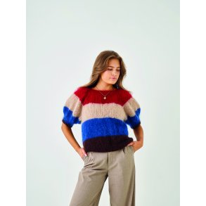 Bella by Permin - 893285 Raglanbluse med kort pufrme & striber