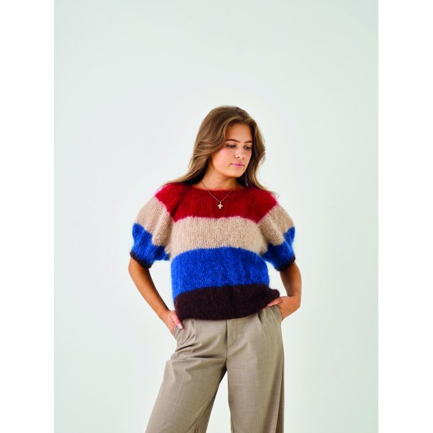 Bella by Permin - 893285 Raglanbluse med kort pufrme &amp; striber