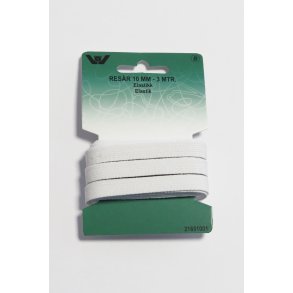 Elastik 10 mm. 3 mtr. hvid