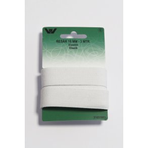 Elastik 18mm. 3 mtr. hvid