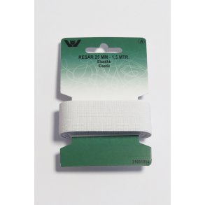 Elastik 25 mm. 1,5 mtr. hvid