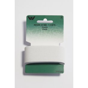 Elastik 30 mm. 1,5 mtr. hvid
