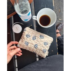 Knitter's Tool Purse - midnight  blue  flower - PetiteKnit