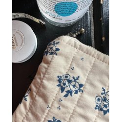 Knitter's Tool Purse - midnight  blue  flower - PetiteKnit