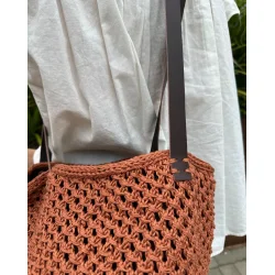L�derstropper til French Market Bag - M�rkebrun - PetiteKnit