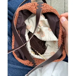 L�derstropper til French Market Bag - M�rkebrun - PetiteKnit