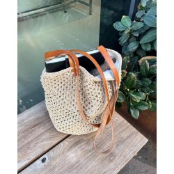 L�derstropper til French Market Bag - M�rkebrun - PetiteKnit