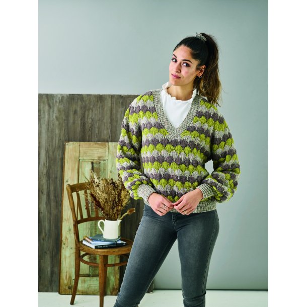 Dagmar by Permin - 899302 V-hals sweater med smandsbobler