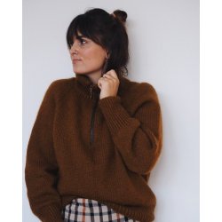 Lynls til Zipper Sweater / Zipper Slipover - Chokoladebrun 35 cm