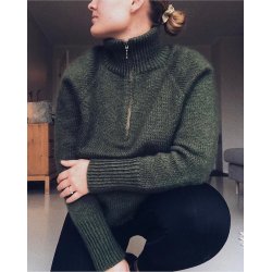 Lynl�s til Zipper Sweater / Zipper Slipover - J�gergr�n 35 cm